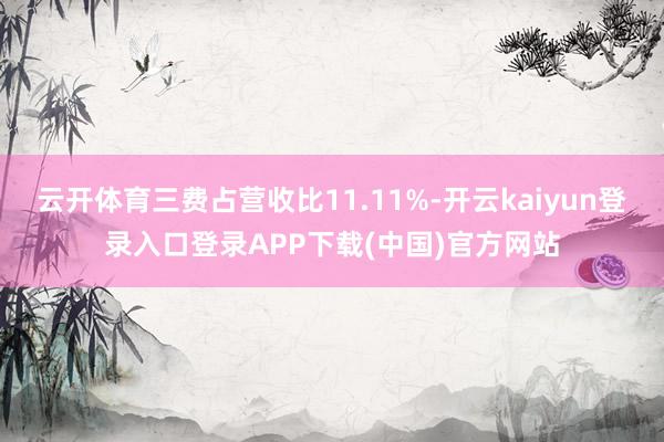 云开体育三费占营收比11.11%-开云kaiyun登录入口登录APP下载(中国)官方网站